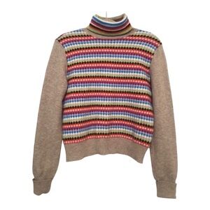 Tommy Hilfiger Vintage Diamond Print Turtleneck Wool Sweater Size L